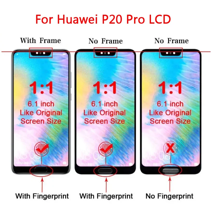 For Huawei P20 Pro LCD Display OLED Touch Screen With Frame 6.1\