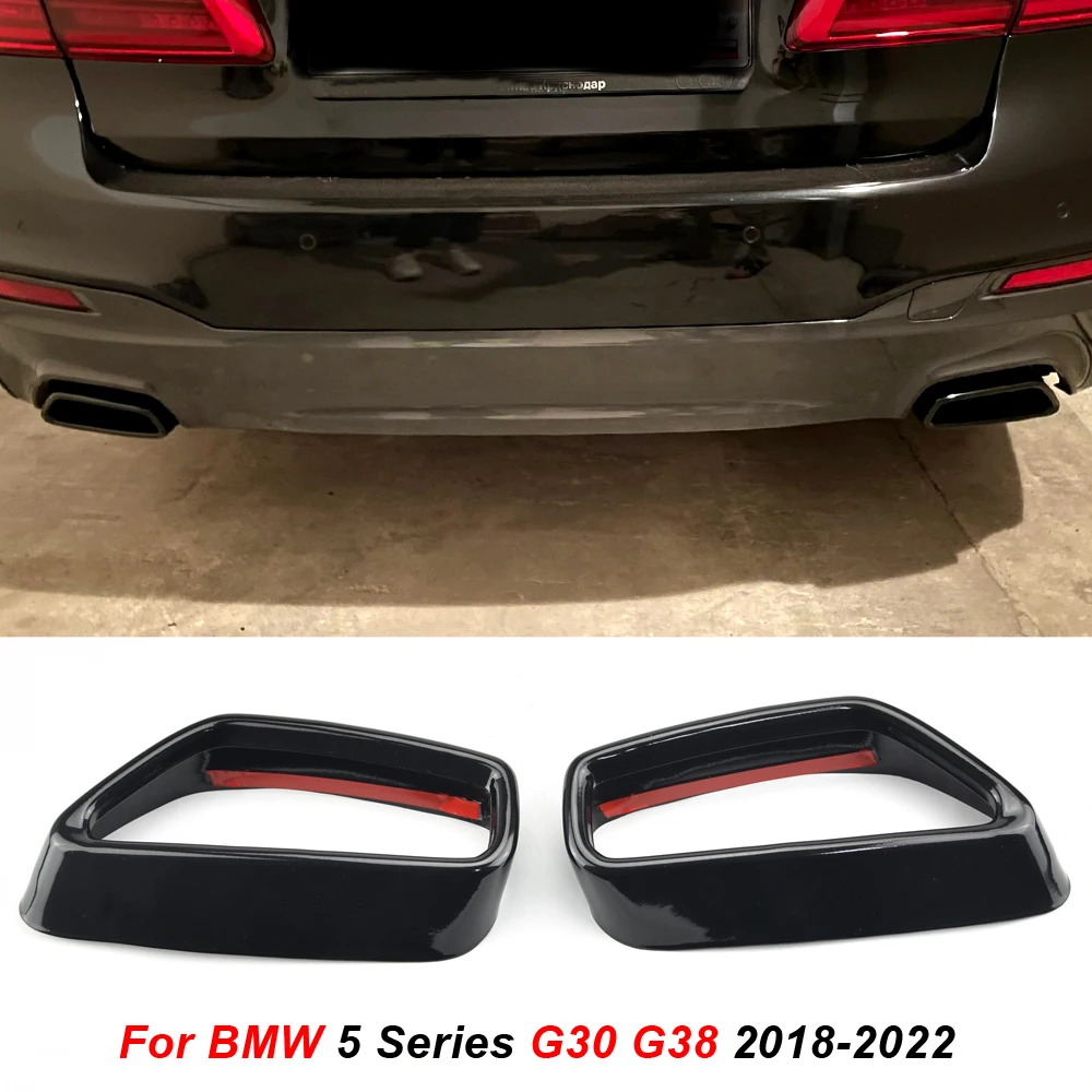 Stiker Penutup Pipa Knalpot Mobil Hitam Baja Tahan Karat untuk BMW 5 Series G30 G31 2018-2021 Aksesori Mobil Modifikasi Eksterior