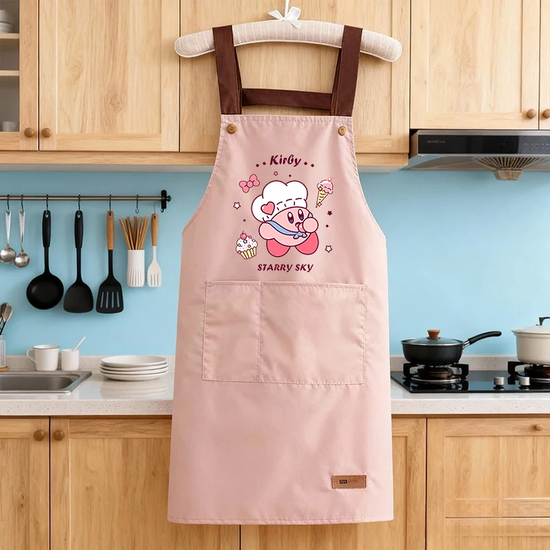 kirby Grembiule da cucina Impermeabile Donna Uomo Grembiuli da casa Carino Lavabile Resistente all'olio Cottura BBQ Ristorante Cafe Grembiuli Regalo per la casa