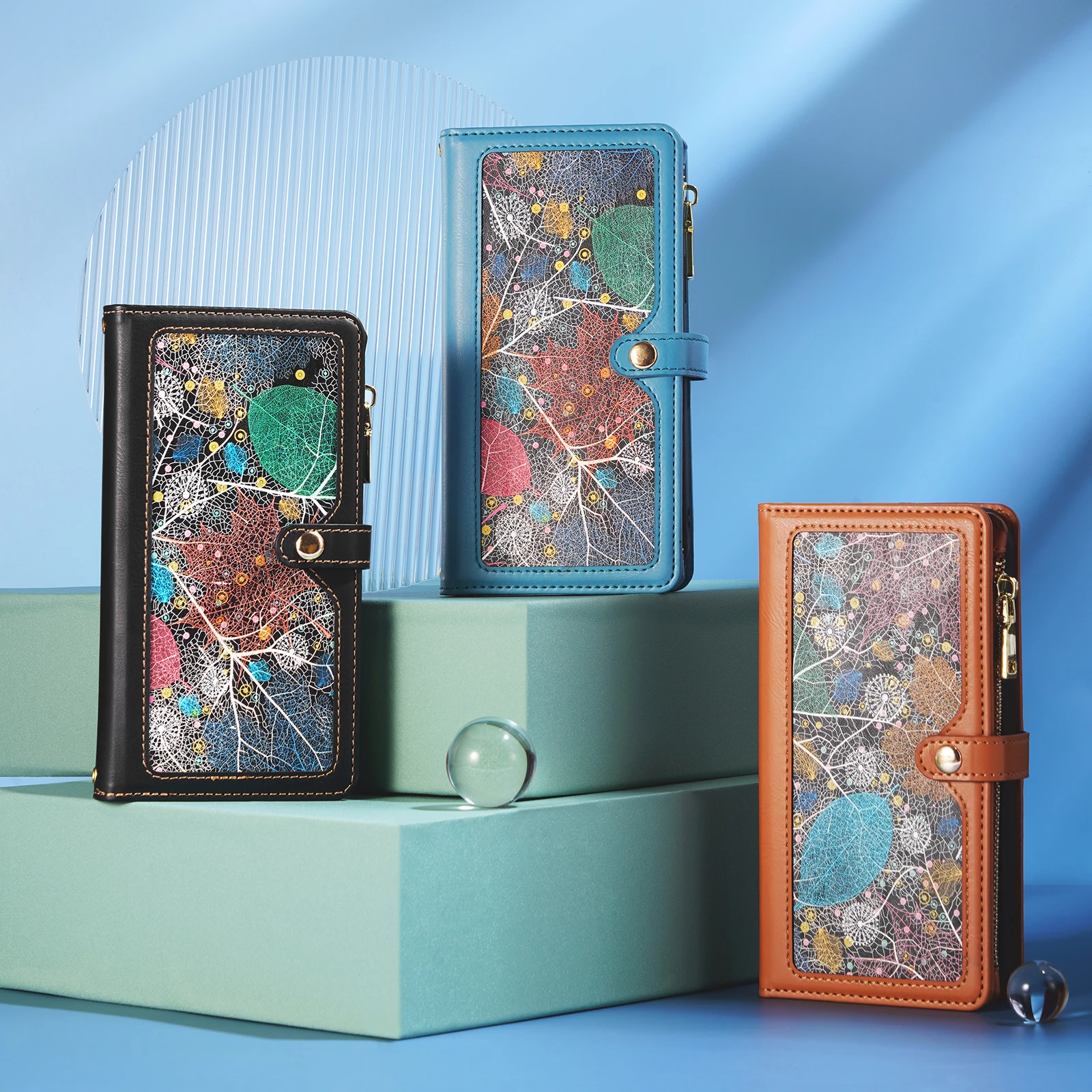 Flower Pattern Leather Flip Case For Samsung Galaxy S25 S24 S23 Ultra Plus Wallet Card Slot Holder Mobile Phone Cover With Rope image 2