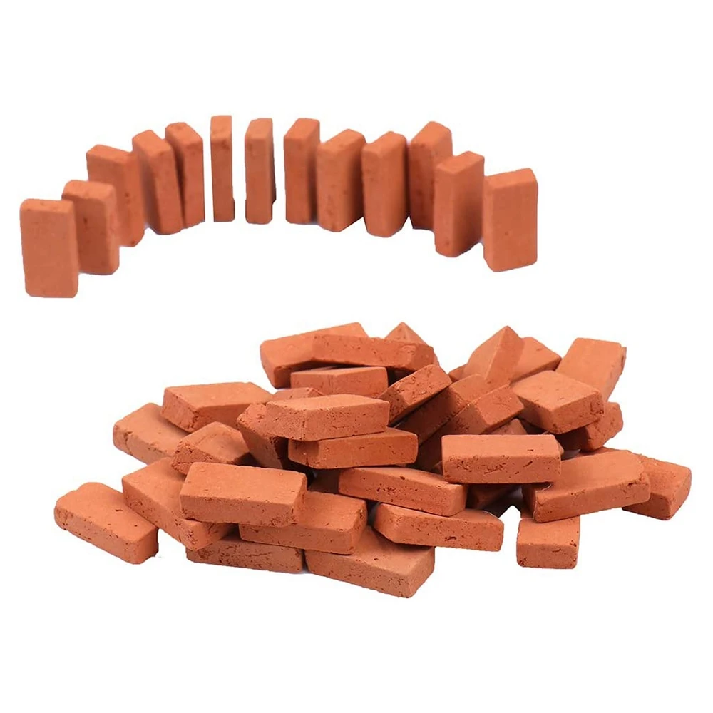 150Pcs Mini Bricks 1/16 Dollhouse Miniatures Simulation Red Brick for DIY Fairy Dollhouse Garden Ornament Toy