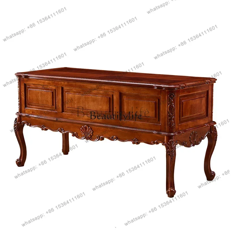 Factory Direct Solid wood American villa study home luxury engraved office calligraphy table