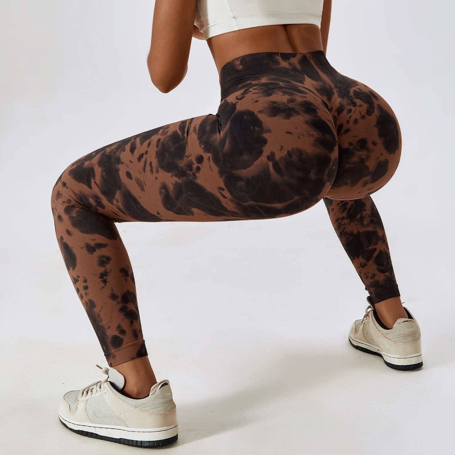 Legginsy Fitness Tie Dye, legginsy Scrunch, legginsy sportowe Push Up, strój ubrania do ćwiczeń, spodnie dresowe na siłownie kobiety, spodnie do jogi