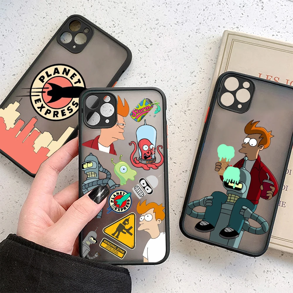 Cartoon Futuramas Bender Phone Case For iPhone 15 14 13 12 11 Mini Pro Max X XR XSMax 7 8 Plus Matte Transparent Back Cover