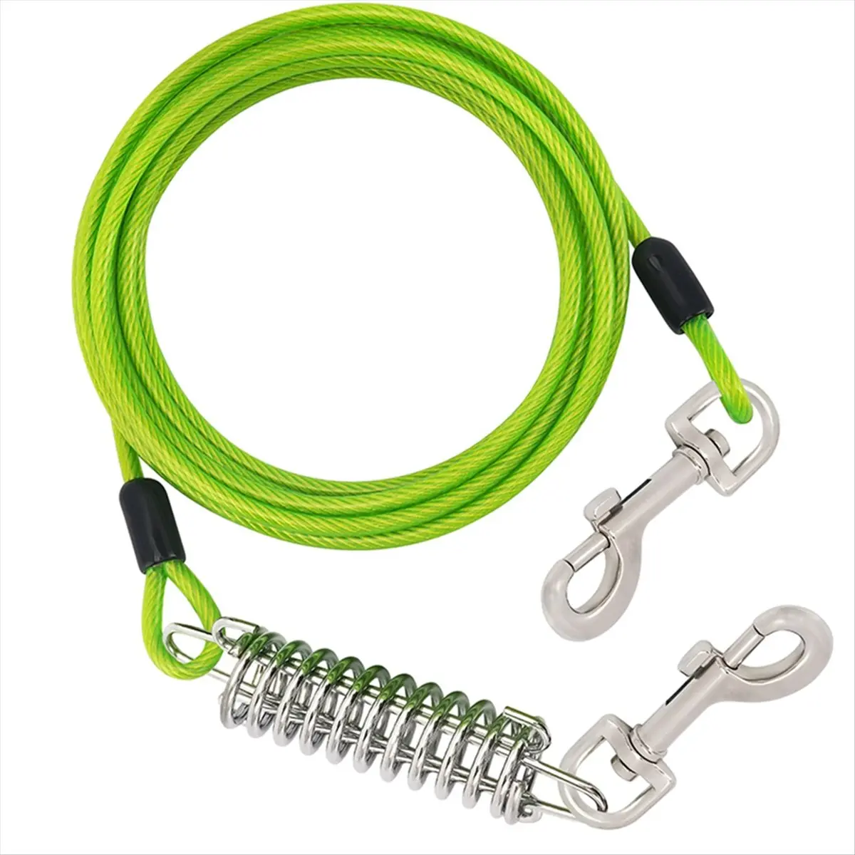 ETRT Dog Tie Out Cable Dog Runner for Yard Steel Wire Dog Leash with Superior Spring Large Dog Running in Outdoor,Green,B