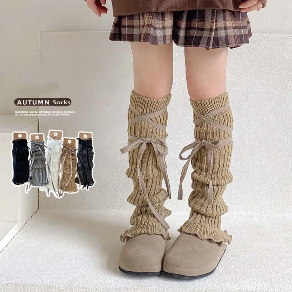Sweet Korean Style Children's Leg Warmers JK Harajuku Knitted Leg Cover Woolen Pile Socks Strap Leg Socks Autumn/Winter