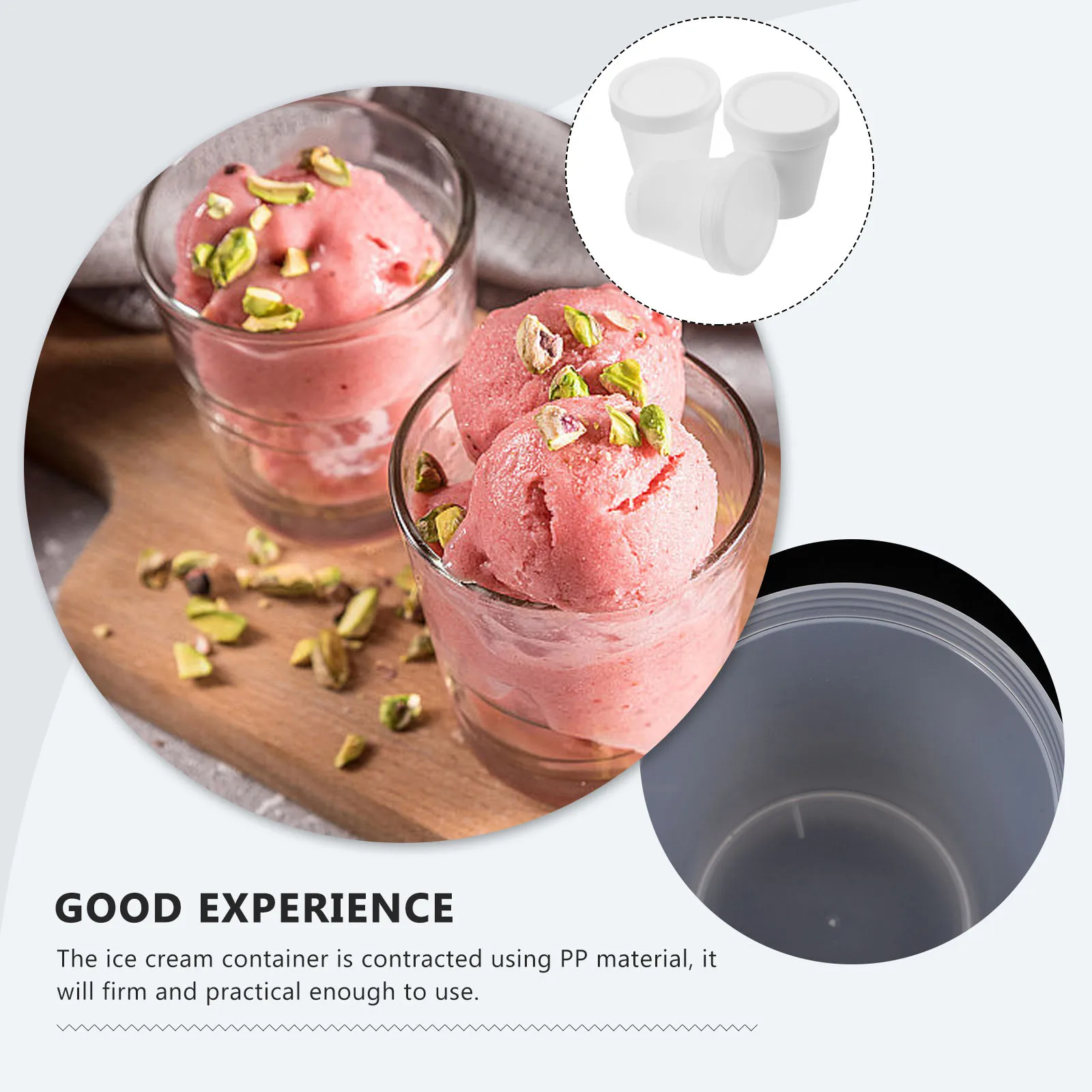 

6pcs Ice Cream Containers Reusable PP Material Storage Cups Freezer Safe Green Dark Green Dessert for Homemade