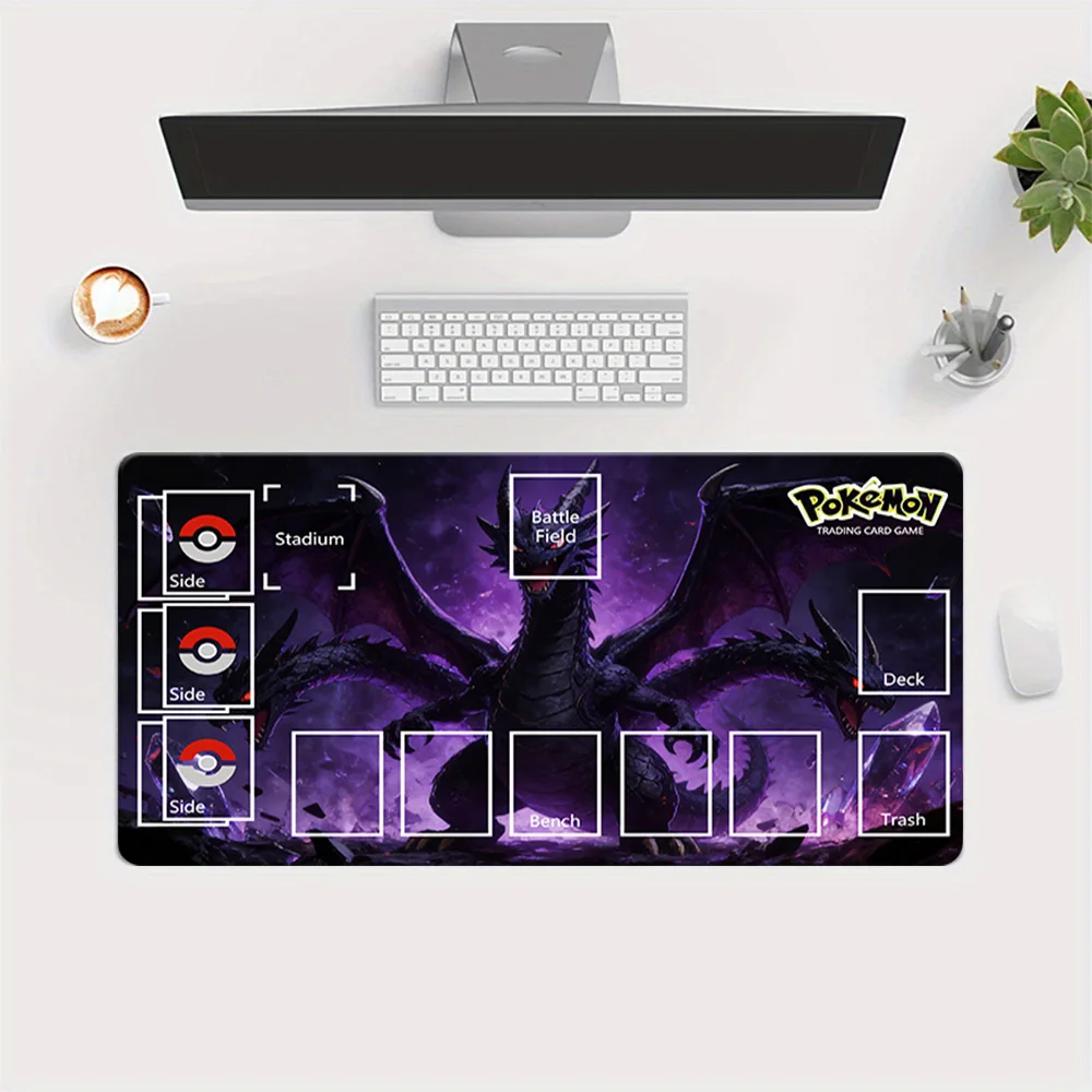 

Pokemon TCG Playmat with Shadow Charizard Design, Large Trading Card Game Mat with Zones for Battle, Deck, Stadium, Bench, Desk