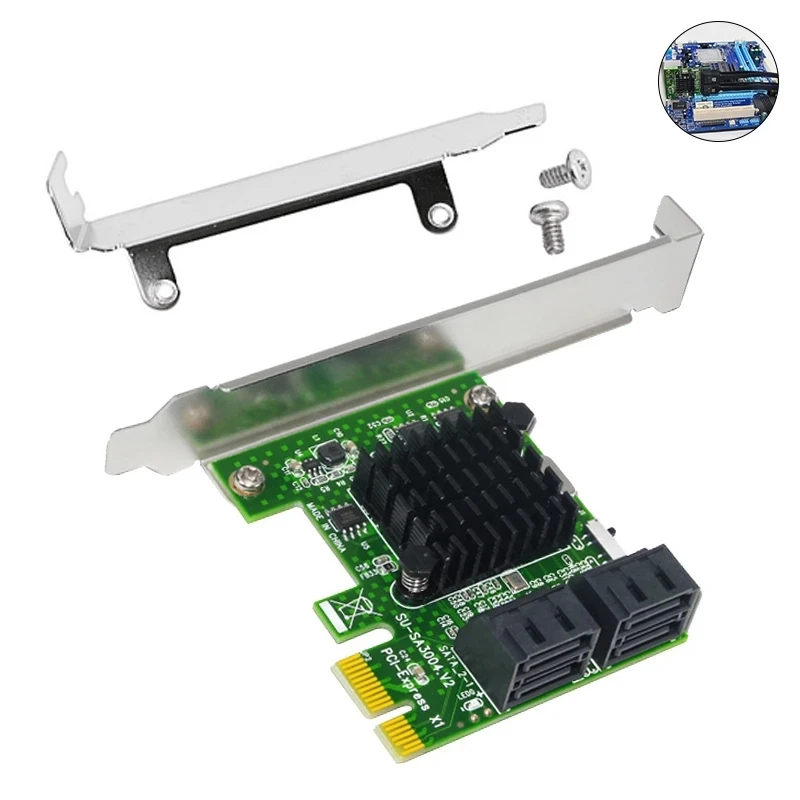 SATA Card Riser New 4-port PCI-Express Expansion Card 6Gb PCI-E to SATA 3.0 Card Adapter for SSD IPFS BTC Miner Coin Chia Mining