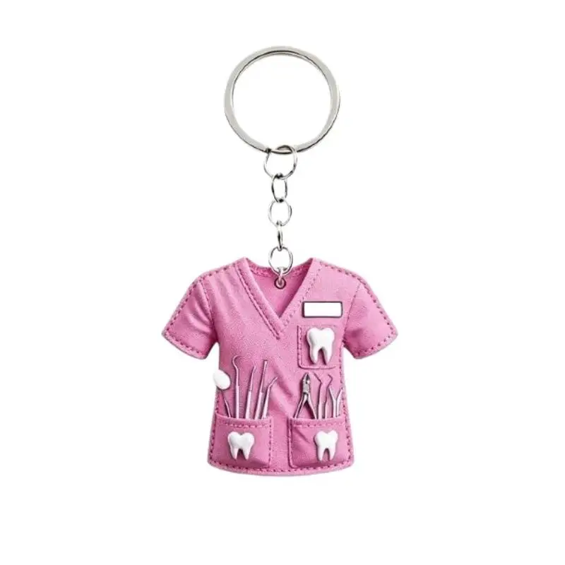 Neues Produkt Kreatives Design Acryl 2D Krankenschwester-Kleidung Schlüsselanhänger Taschenanhänger Schlüsselring Dekoration Geschenk zum Krankenschwestern-Tag Schmuckgeschenk – Detail 8