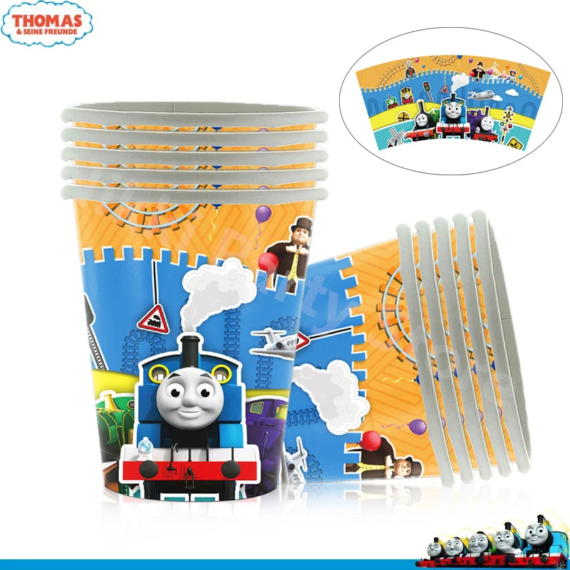 Decoraciones de cumpleaños de Thomas el tren, vajilla desechable de Thomas y sus amigos, globos, mantel, tazas, Pancarta, suministros para fiestas