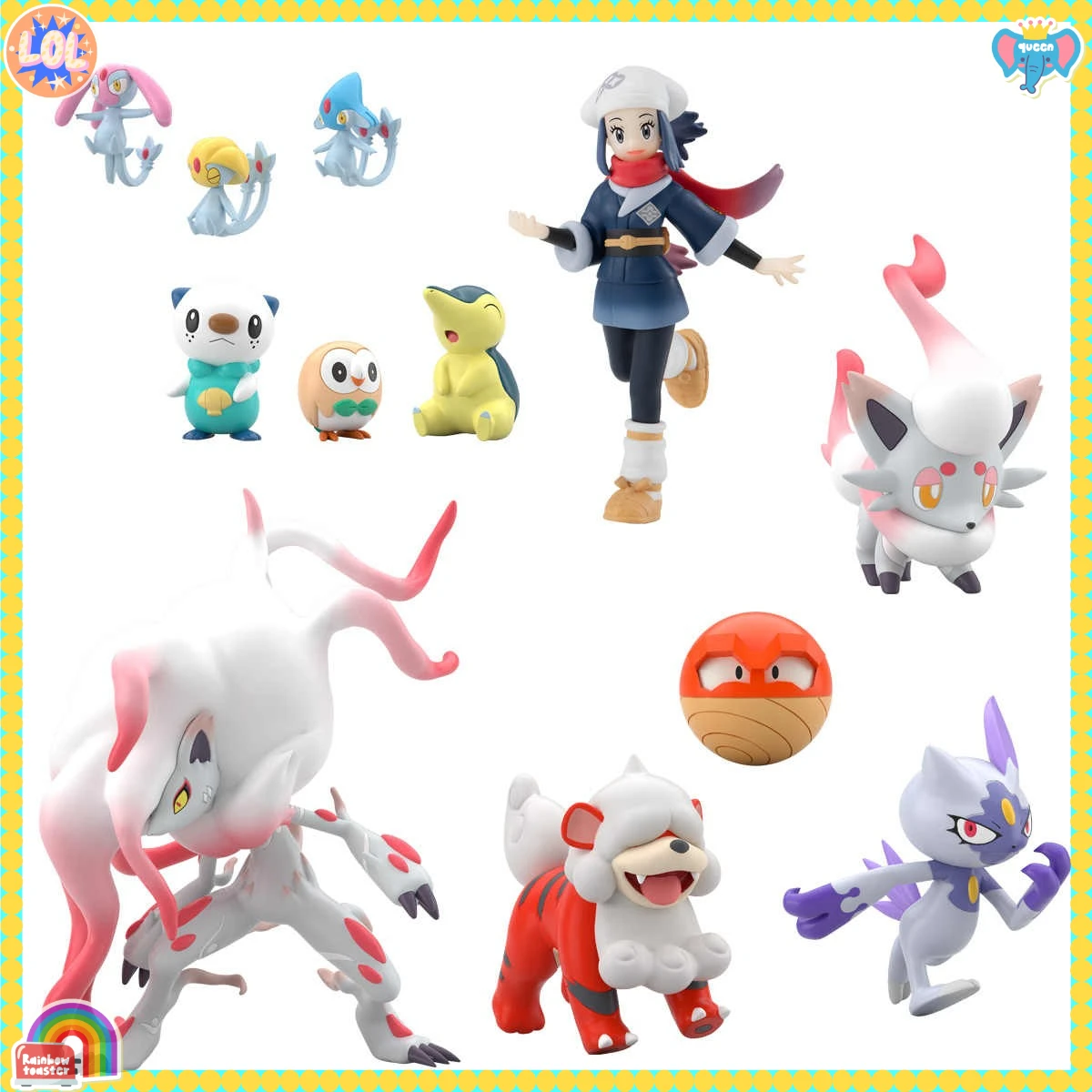 

Bandai Original POKEMON Scale World Hisui Region Akari Cyndaquil Rowlet Oshawott Zoroark Zorua Sneasel Growlithe Anime Series