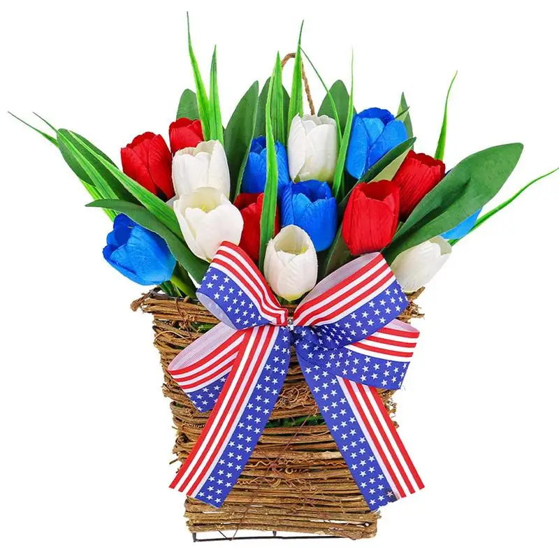 

Door Hanger Basket Wreath Independence Day Wildflower Door Basket Wreath Elegant Flower Basket Door Hanger Door Wedding Decor