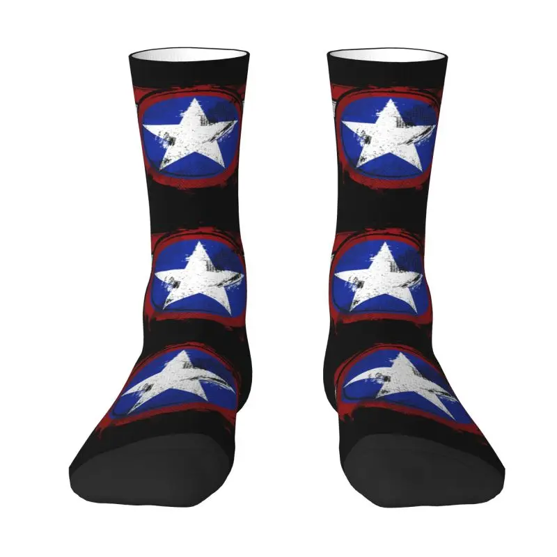 Custom American Shield Dress Socks for Men Women Warm Fashion Crew Socks