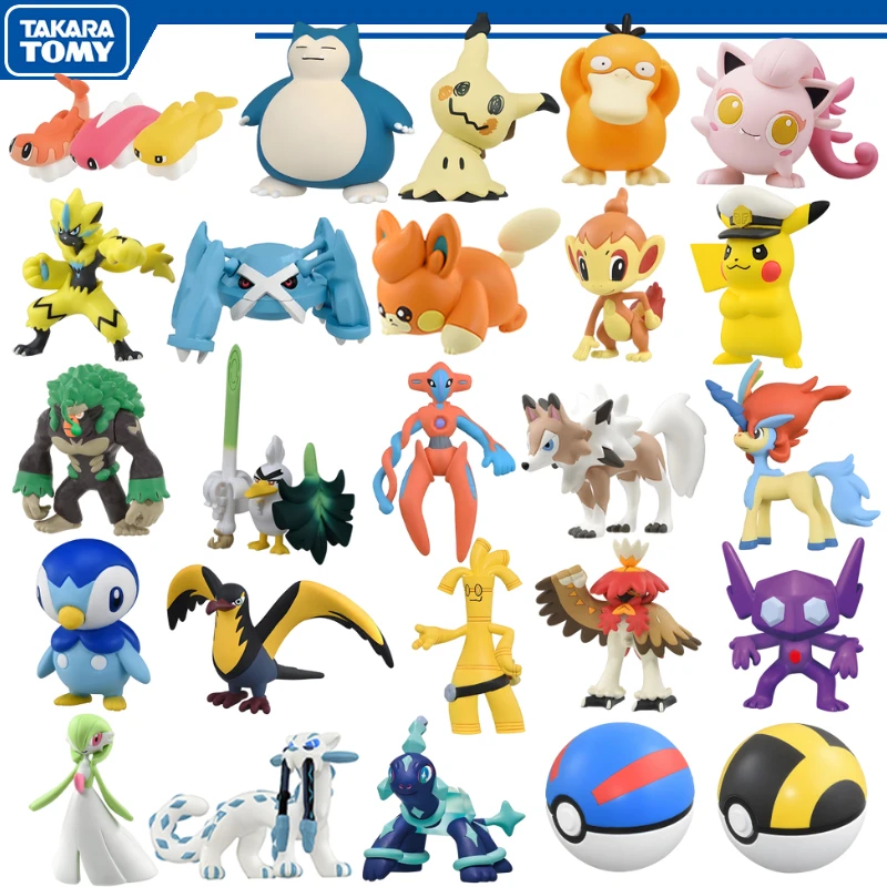 

Original Takara Tomy Snorlax Mimikyu Scream Tail Pikachu Figure Toys Zeraora Metagross Gholdengo Tatsugiri Sableye Model Dolls