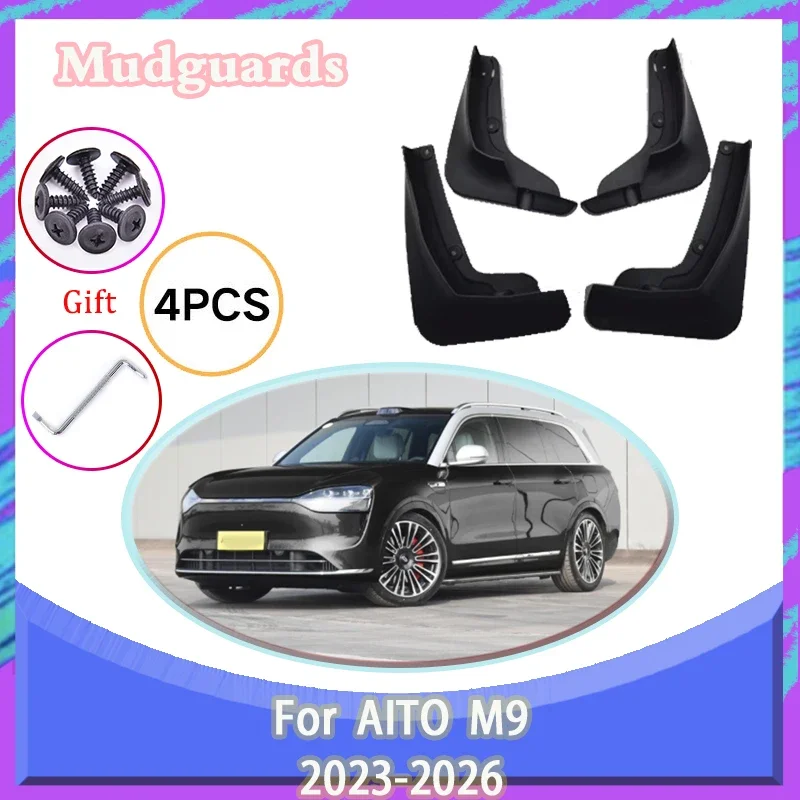 YUNV Mud Flaps for Huawei AITO M9 AITO M9 2023-2026 Splash Guard Fender Protector Exterior Mudguard Accessories Huawei 4 Pcs Fro