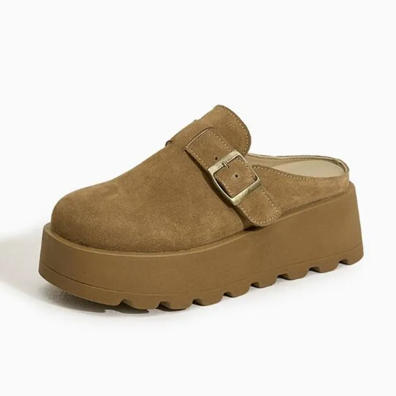 

Женские шлепанцы на высокой платформе 7 см, с блестками, на танкетке, кожаные, повседневные, массивные кроссовки, летние дышащие шлепанцы 2026