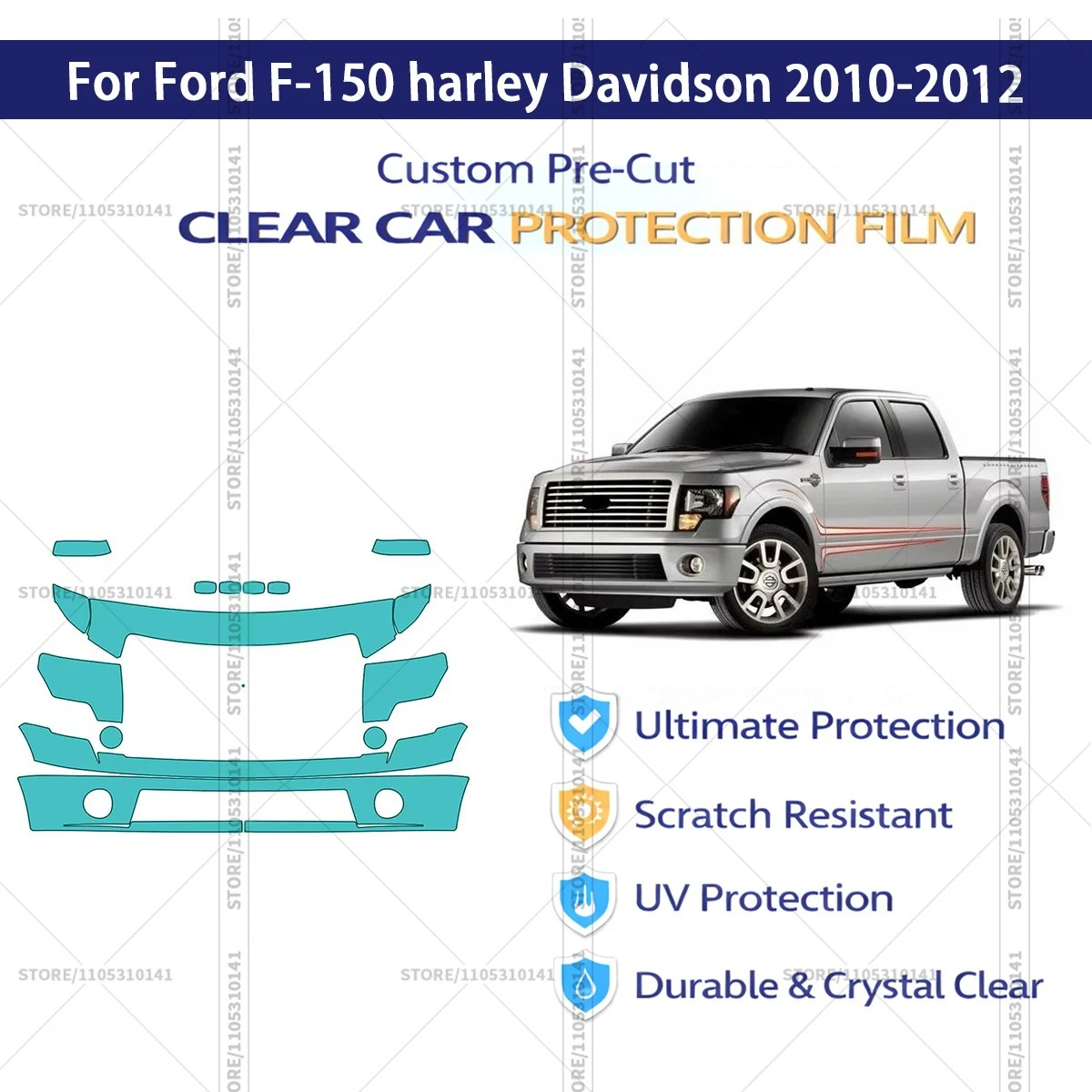 

For Ford F-150 harley Davidson 2010-2012 Pre-Cut Paint Protection Film PPF Transparent Car Film Professional Automotive PPF