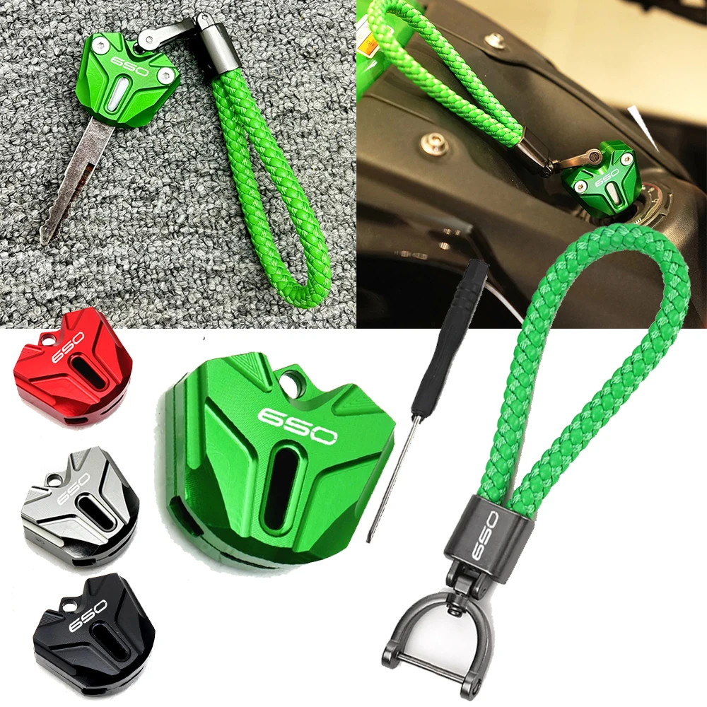 For KAWASAKI Z650 Ninja650 Versys650 Z650RS 2017-2023 2024 2025 CNC Motorcycle Key Trim Protecion Cover Key Shell Cover Keyring