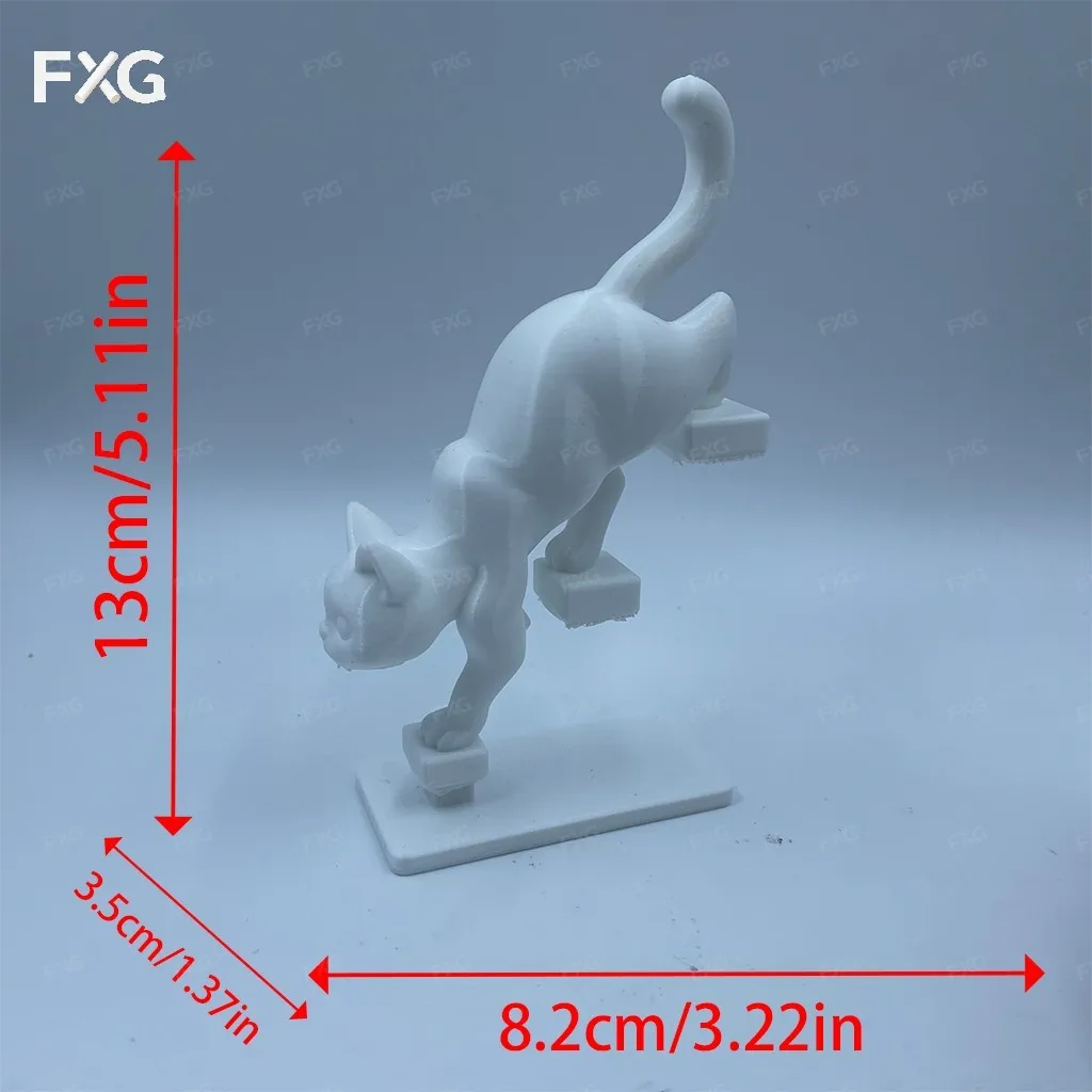 1 stuk puur wit creatief kattenornament met blokken, dynamische kattenhouding met blokkenondersteunend ontwerp.