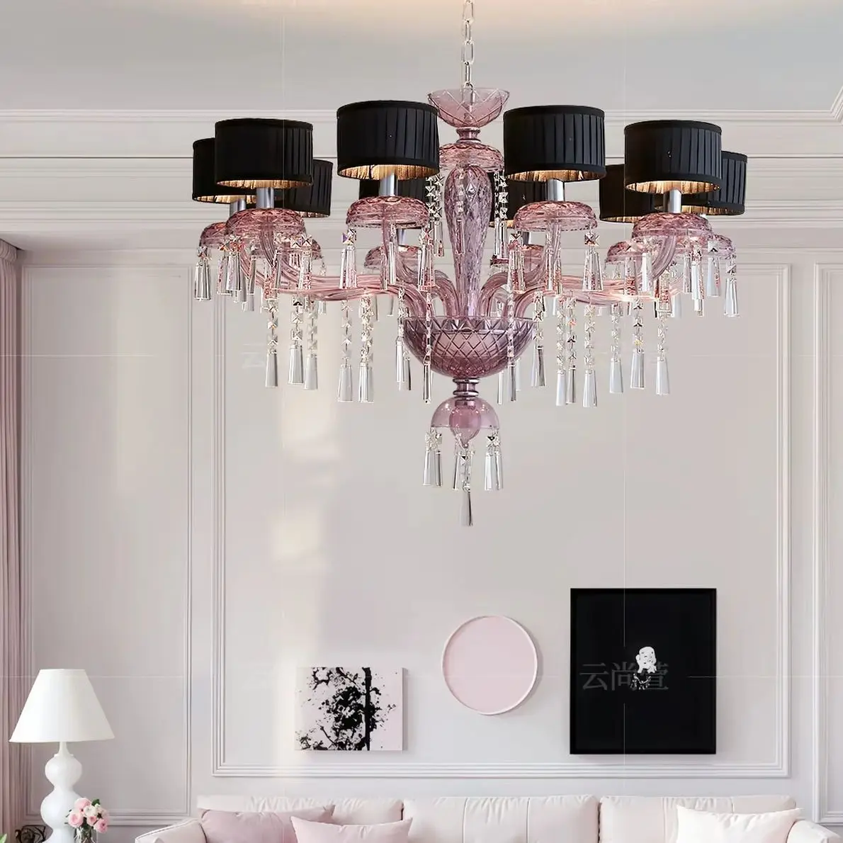 French court style 2026 new lighting fixtures, living room chandelier, crystal high-end feeling, bedroom and study chandelier