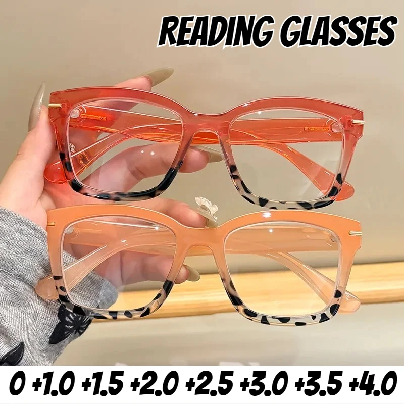 

Men Women Fashion Retro HD Full Frame Reading Glasses Neutral Fashion New Luxury Large Frame Reading Presbyopia Glasses +4.0