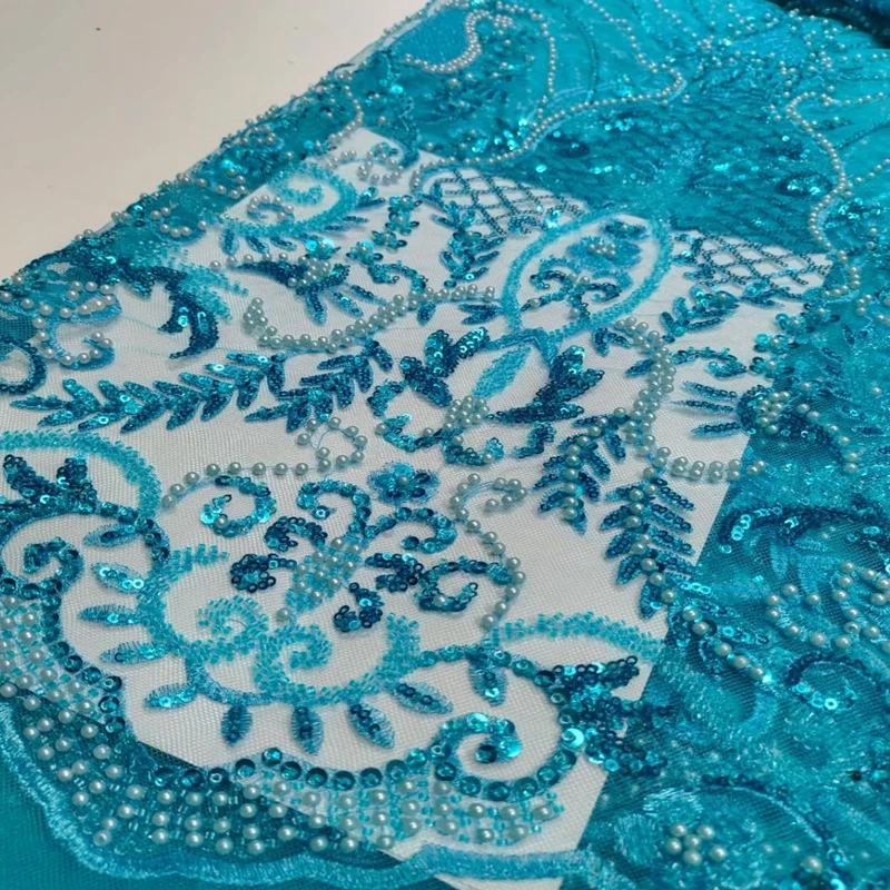 

african beaded Lace Fabric luxury Embroidered Tulle Mesh for women TS1830