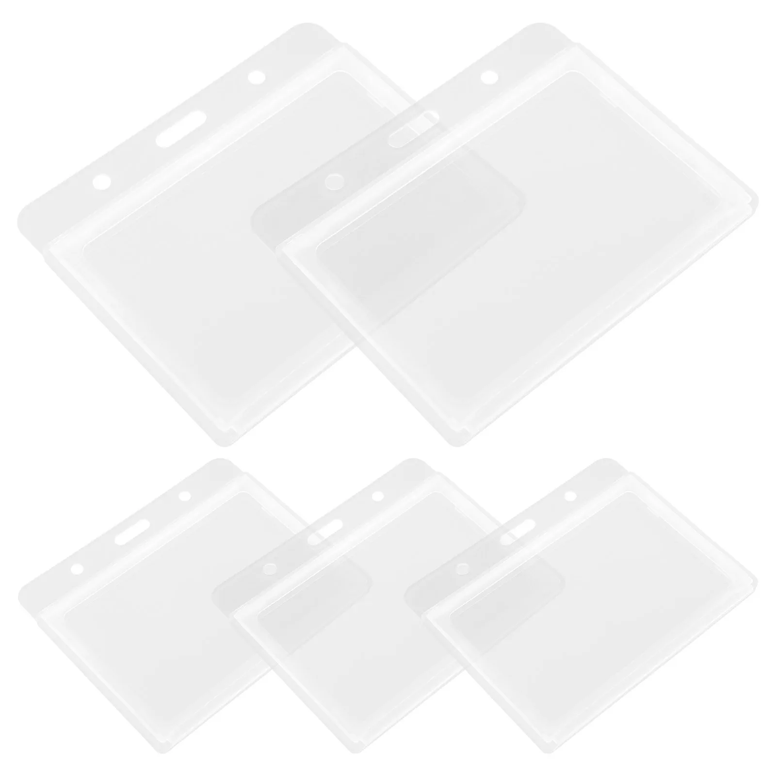 

5Pcs Id Holder Premium Hard Plastic Badge Case Horizontal Name Tag Holder for Office Hospital Government Building Employees
