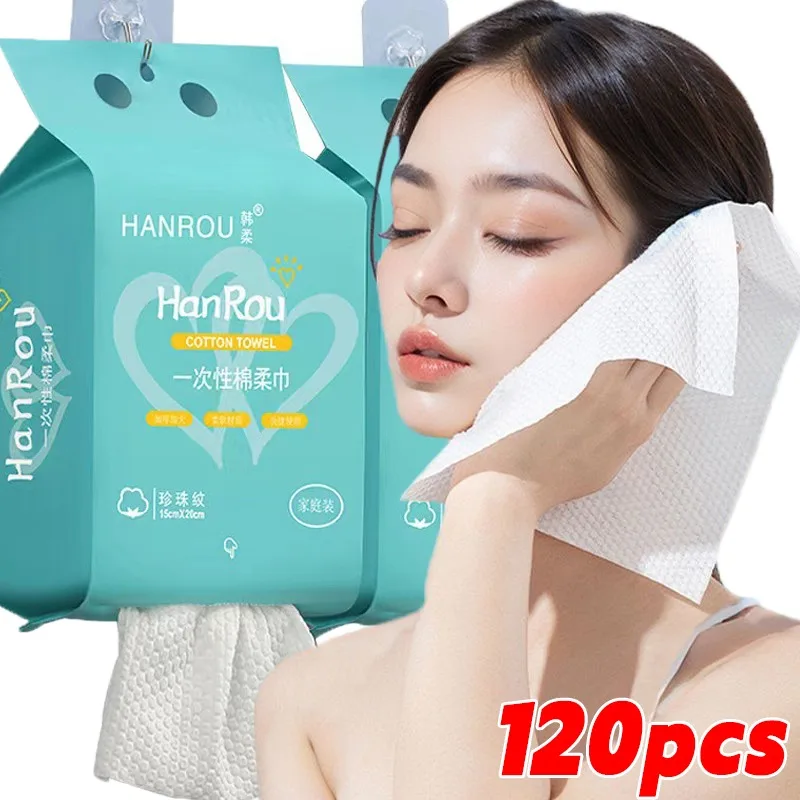 20/120pcs Disposable Bottom Pull Face Towel for Home Bathroom Hanging Soft Makeup Remover Paper Facial Cleansing Towels