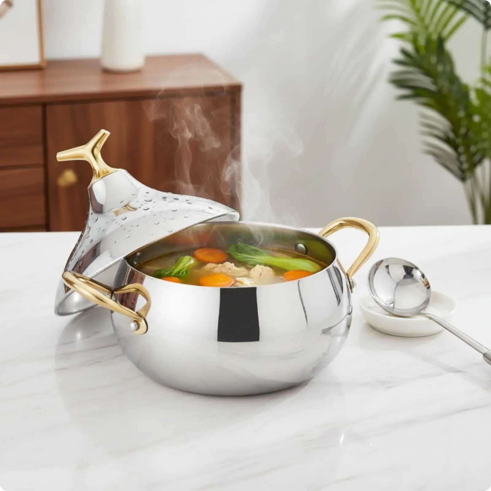Versatile Stainless Steel Soup Pot 5L Cookware for Kitchen Cooking Boiling Frying and Simmering Dishes