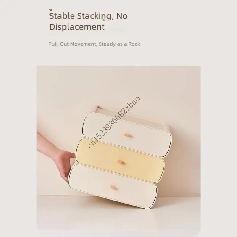 H7EA Space Saving Stackable Organizers Clear Drawer Bins Nonslip Base