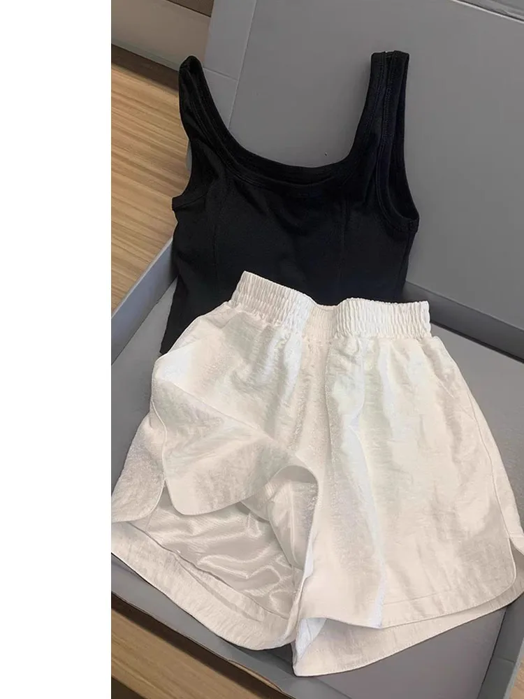 Blanc coton lin décontracté orts femmes hiver mince grande taille gros MM taille haute mince lâche viande couvrant jambe large cinq-quarts...