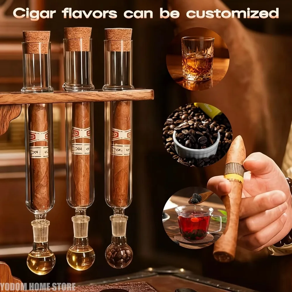 Cigar Tube Moisture Retention Box, Cigar Flavor Injector, Optional with Or Without Ball Base, with Wooden Stopper, Cigar Aroma