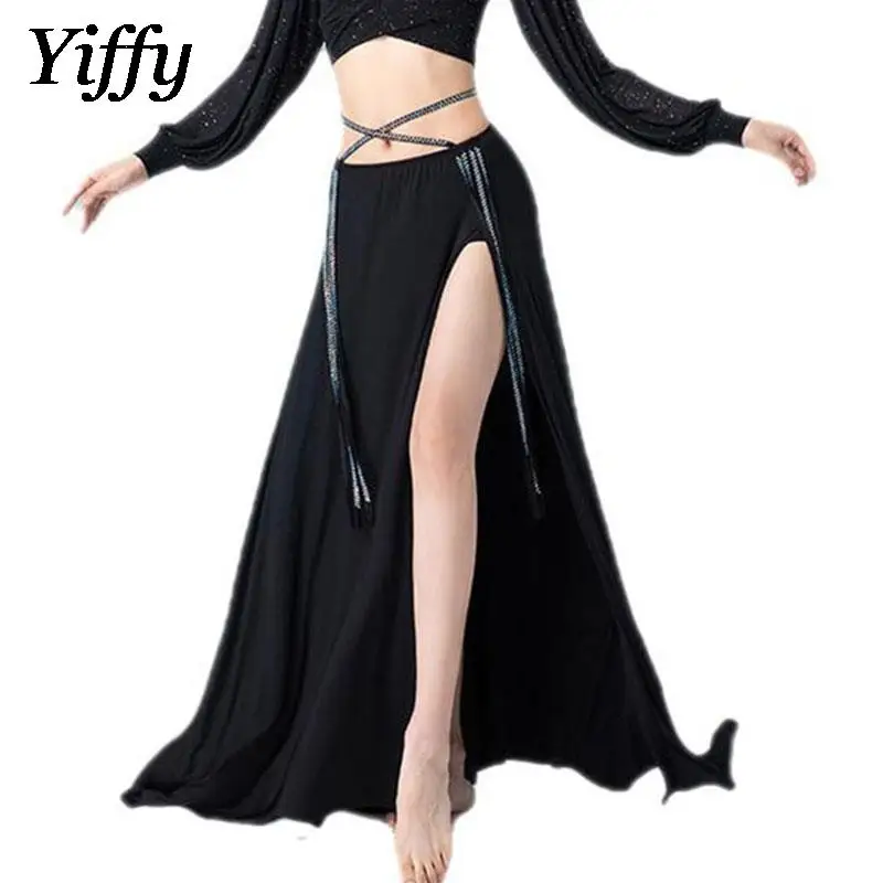 

Hot Diamond Sexy Split Long Dress for Women Belly Dance Costume Oriental Dance Costume Performance Practice Slim Long Skirts