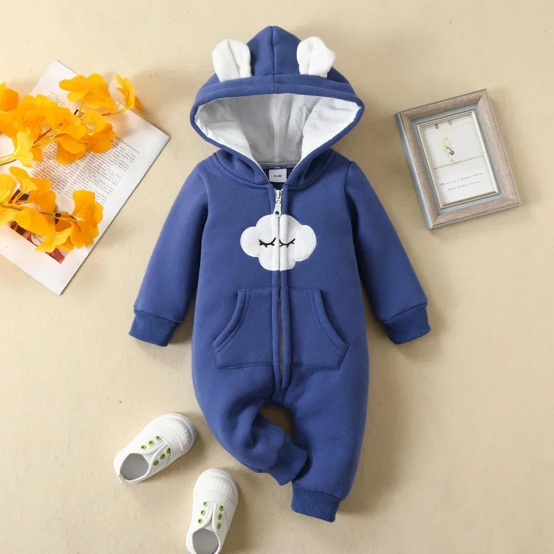 Baby Winter Hooded Climb Clothes Baby David Clothes Zipper Long Sleeve Long Leg Onesie Thick Ha Clothes