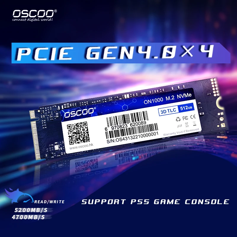 OSCOO SSD NVMe M2 1TB 2TB 4TB SSD PCIe4.0 M.2 2280 DRAM Cache Internal Solid State Disk Drive NVMe SSD for PS5 Desktop