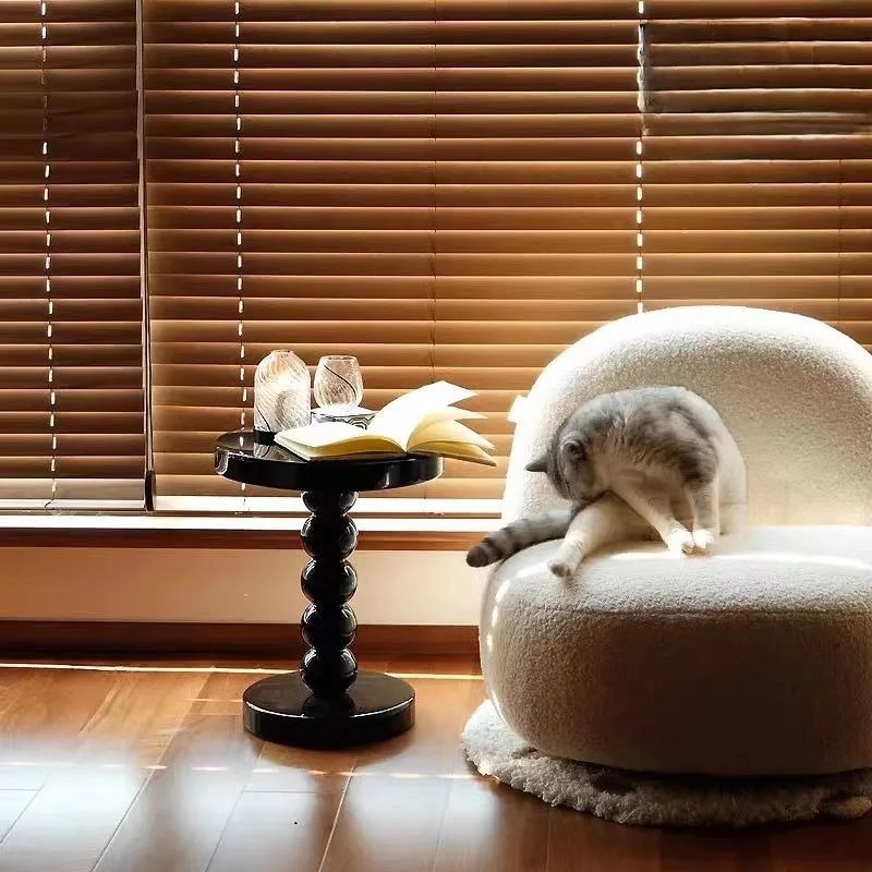 Simple Internet celebrity sofa side wabi-sabi wind new Chinese bedside solid wood small round table