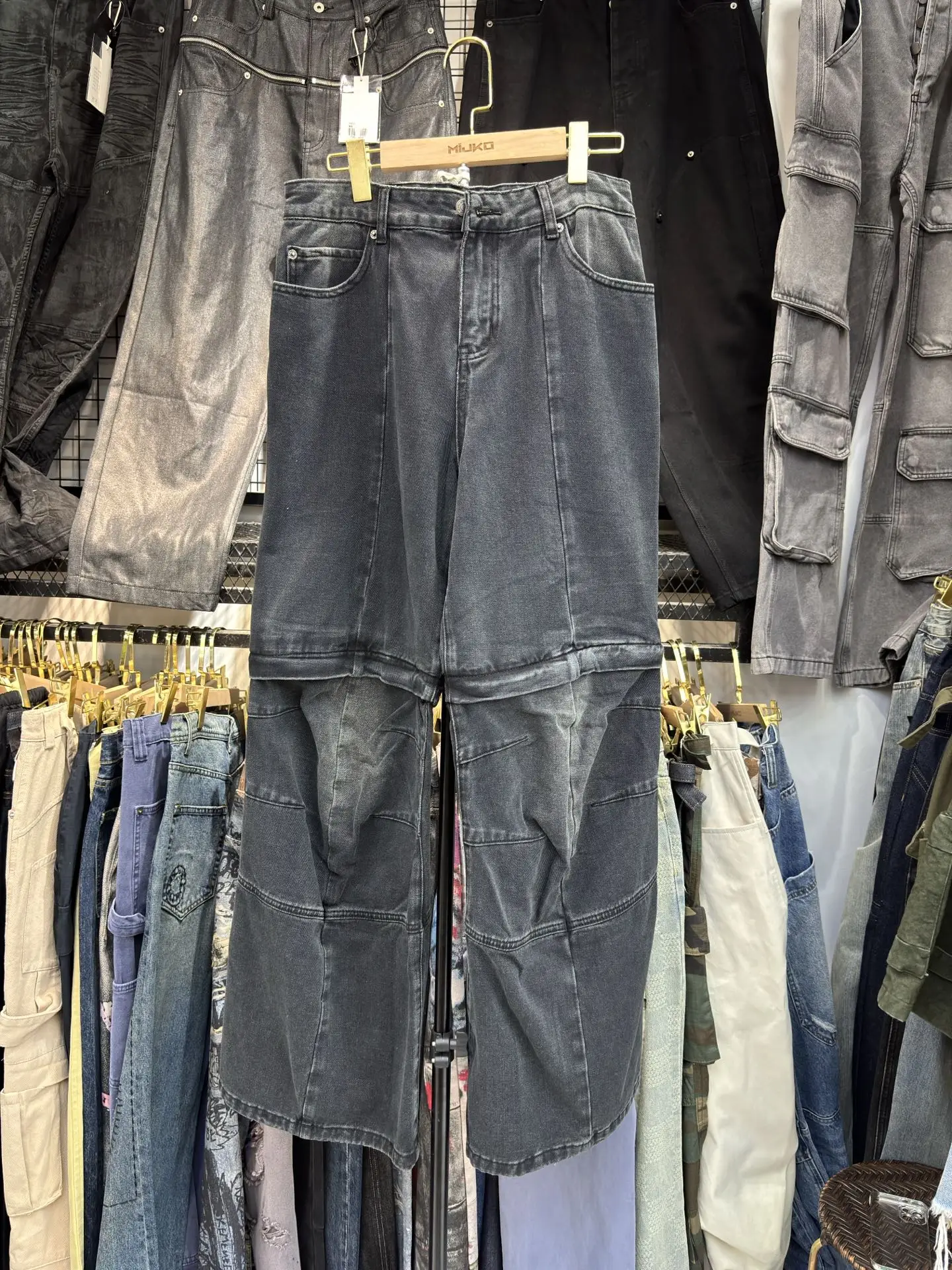 بنطلون جينز MIJKO متوهج للرجال والنساء قابل للغسل وقابل للفصل للجنسين #4