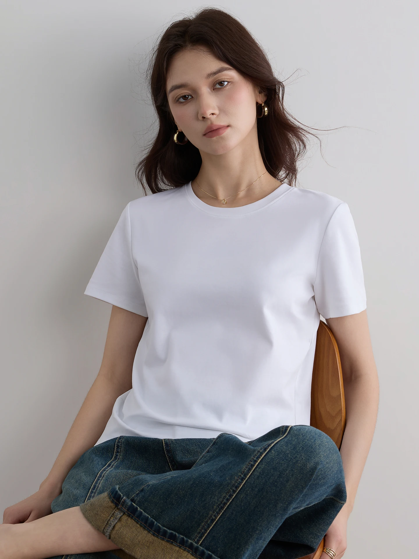 

Light Luxury High-End Mercerized Cotton Women's Short-Sleeve T-Shirt 2026 New Style Loose Half-Sleeve Tee Ins Fashion Versatile