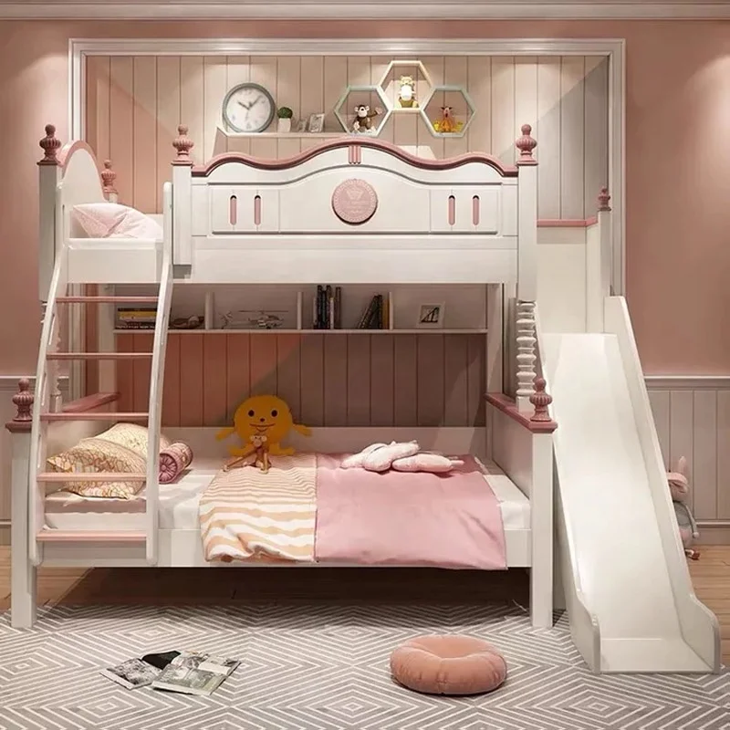 Castle Princess children beds girl bunk kids bed set furniture for girls pink bedroom furniture with slide