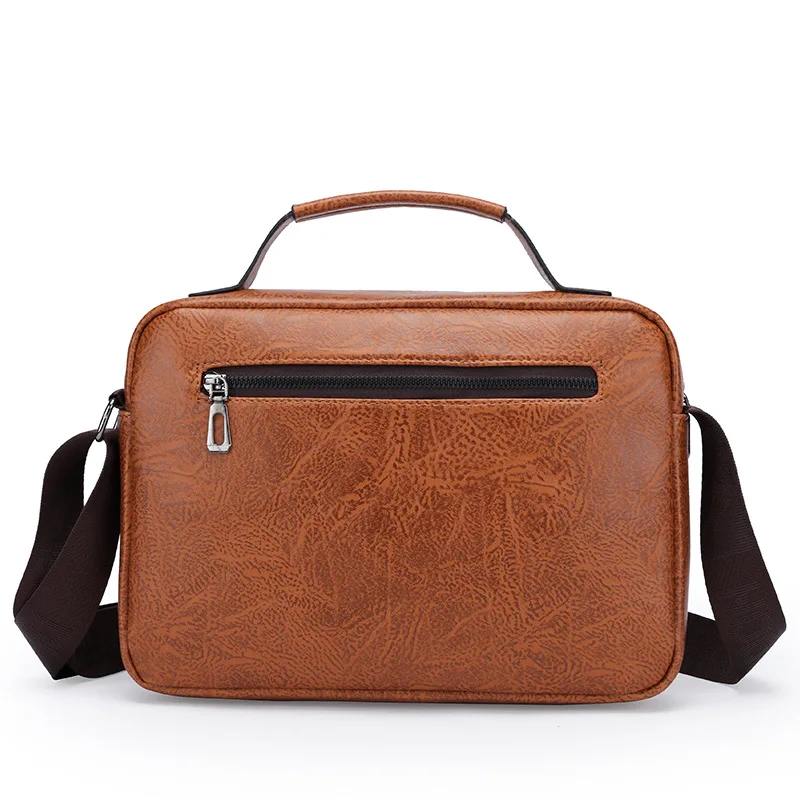 Bolsa de ombro vintage para homens, bolsa mensageiro de couro empresarial, bolsa tiracolo de grande capacidade, bolsa casual