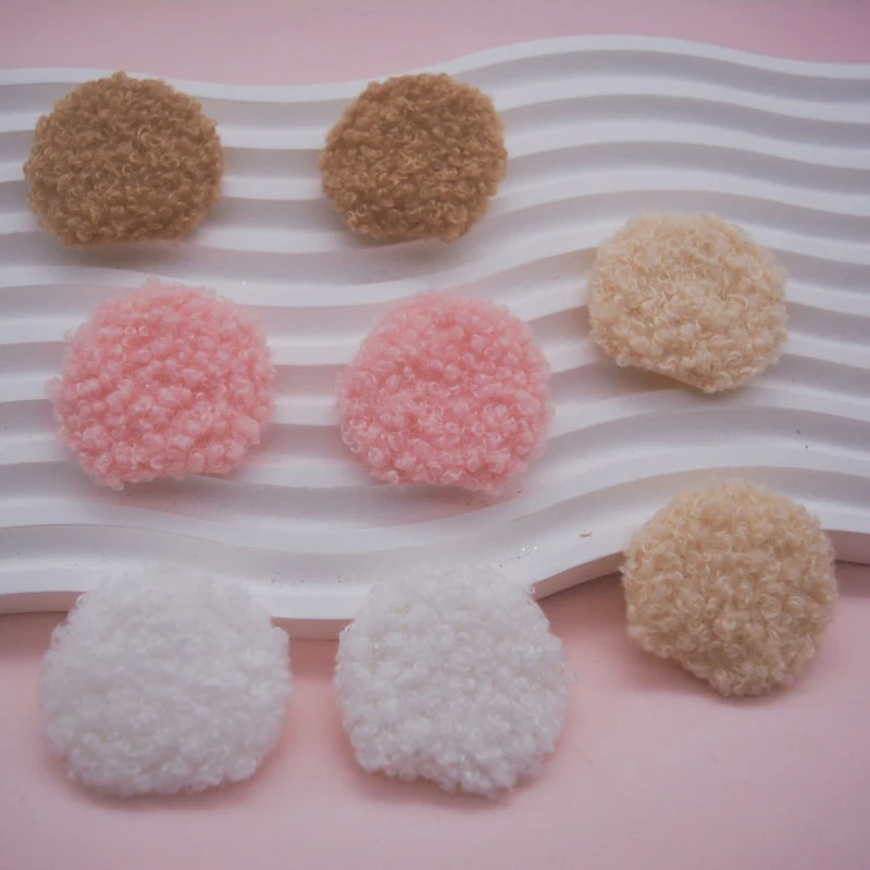 40Pcs 4CM Teddy Felt Mouse Round Ear Padded Appliques For Children Hat Sewing Headband Hair Clip Accessories Patches