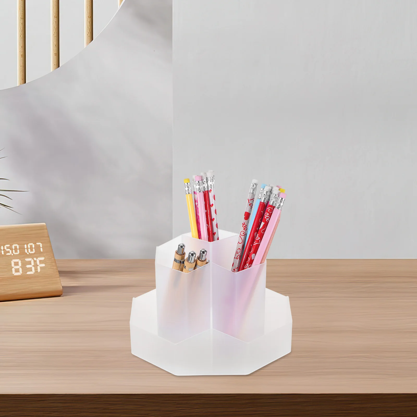 

Rotating Desk Organizer 9 Slot Pen Holder 360 Degree Turntable Design for Makeup Brushes Pencils Office Desk Accessories Storage