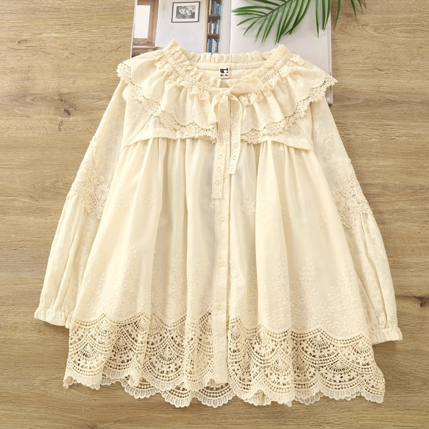 

Luxury brands women's clothing mori girl 100% cotton fairy princess shirts and blouses for women long sleeve tops