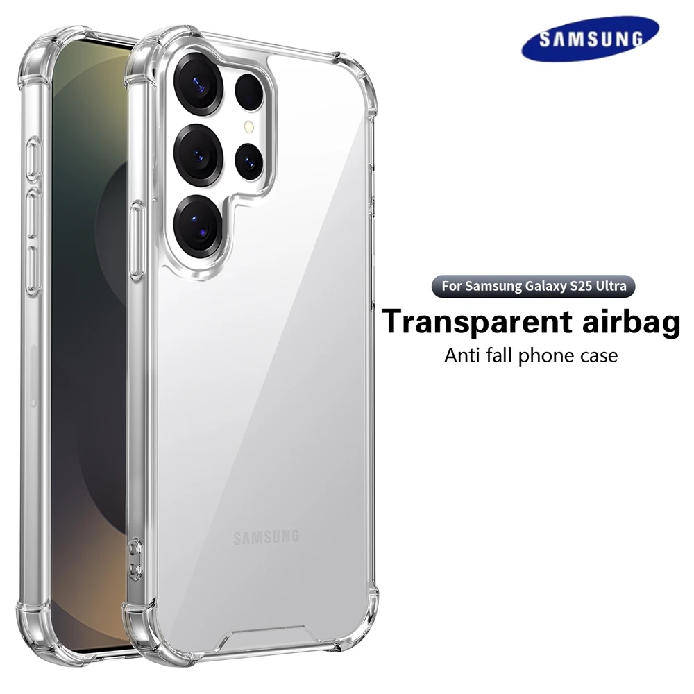 Luxus Transparent Fall Für Samsung Galaxy S25 S24 S23 S22 Ultra Plus FE A16 A15 A06 A26 A35 A36 A55 A56 Weiche Stoßstange Klar Abdeckung