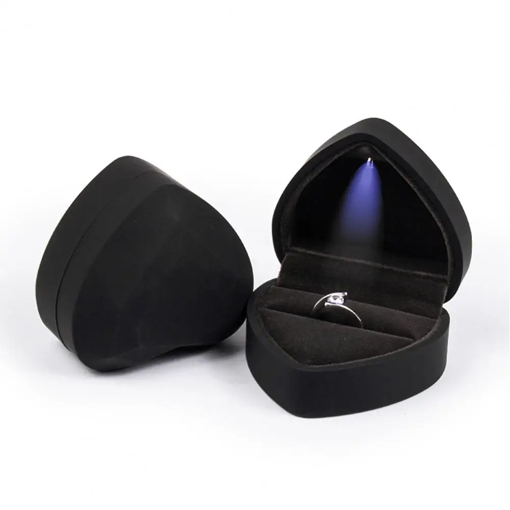 Ring Box with Led Light Elegant Ring Gift Box Heart Shaped Led Ring Box Portable Case for Proposal Engagement Wedding