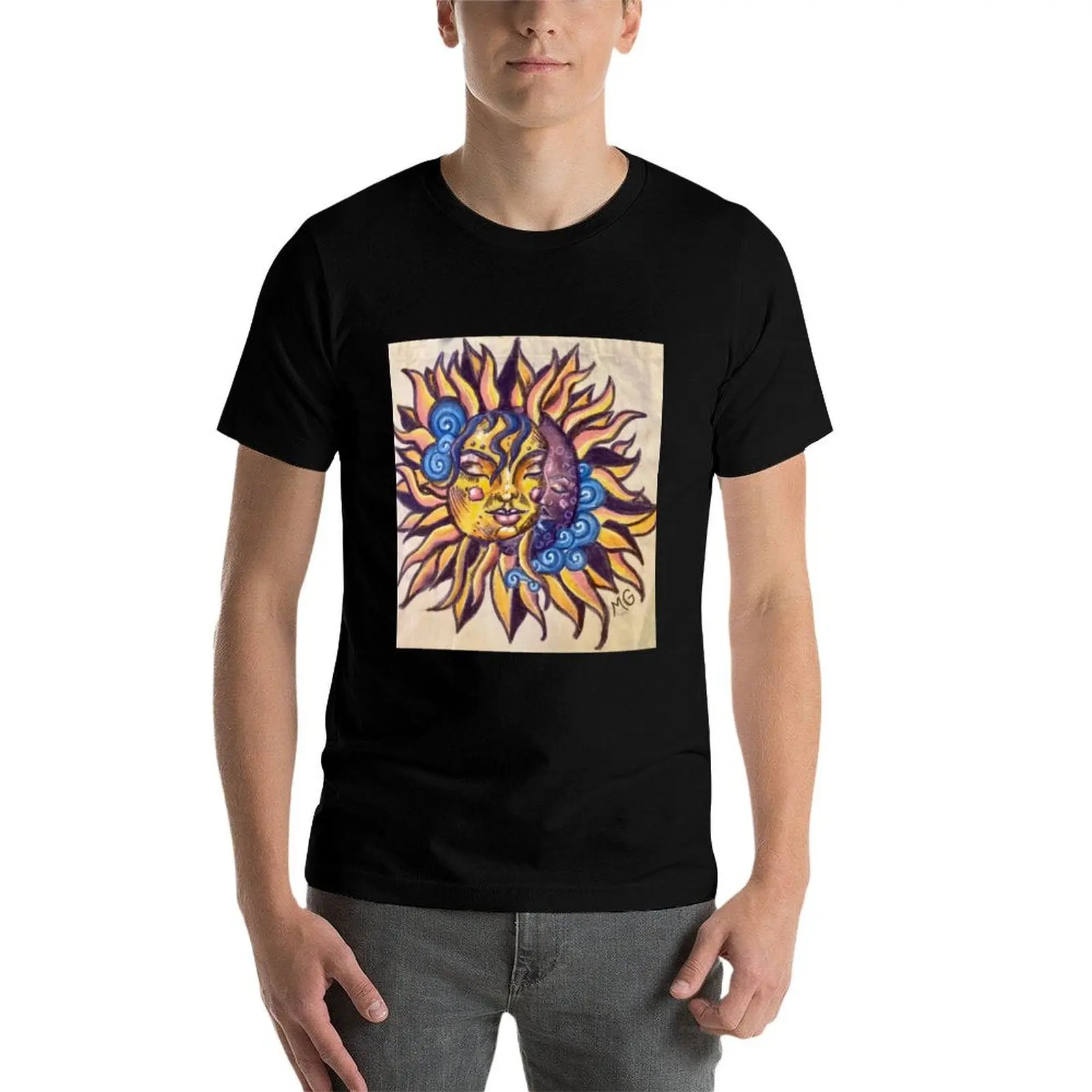 Sun and moon in harmony T-Shirt man t shirt cotton man t shirts cotton T-Shirt