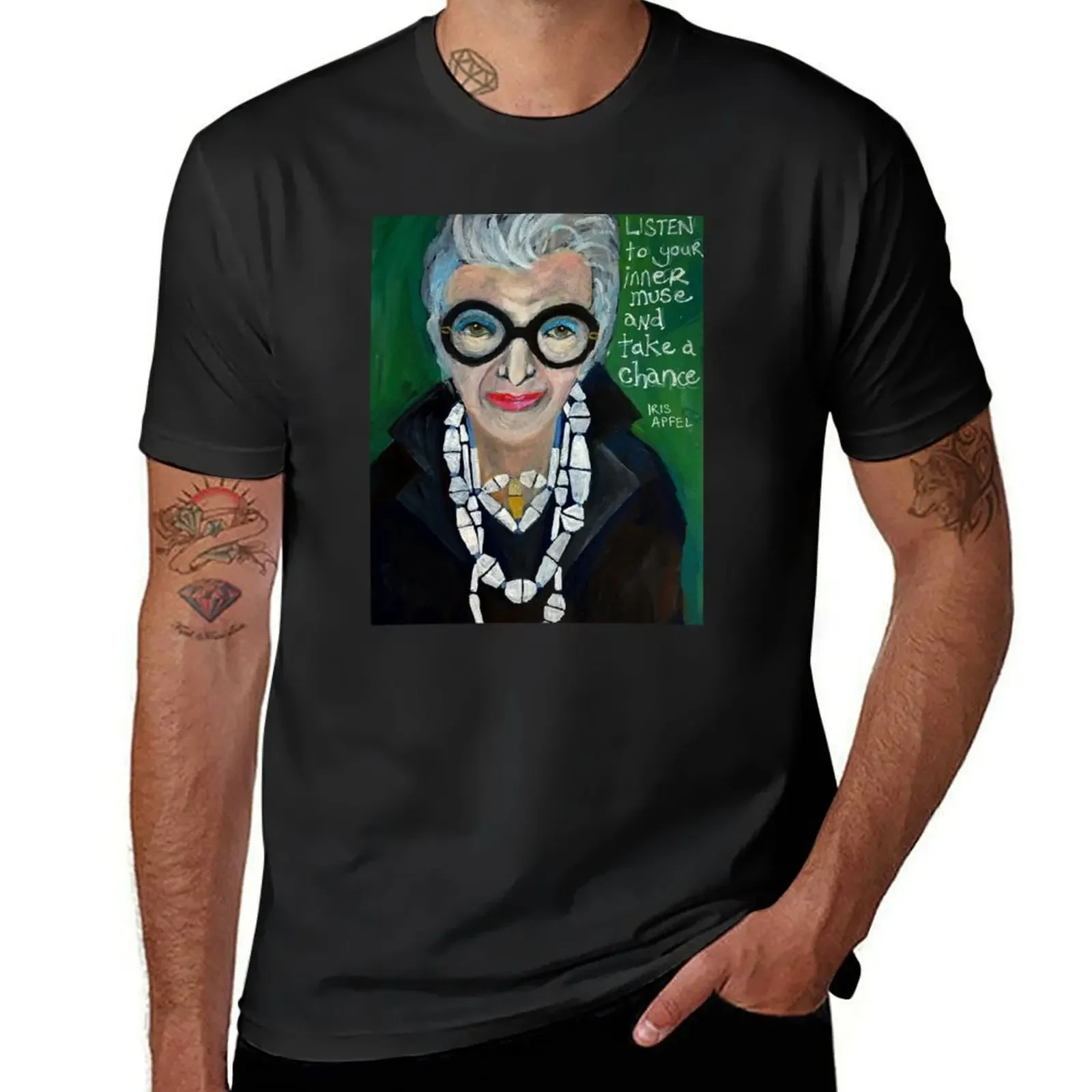 A portrait of Iris Apfel T-Shirt basketball graphic tees boys whites black t-shirts for men