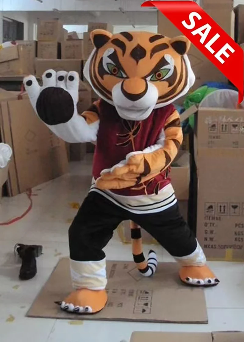 

New Tigress Tiger Kung Fu Panda Mascot Costume Halloween Christmas Dress Carnival Full Body Prop Set Adult Size