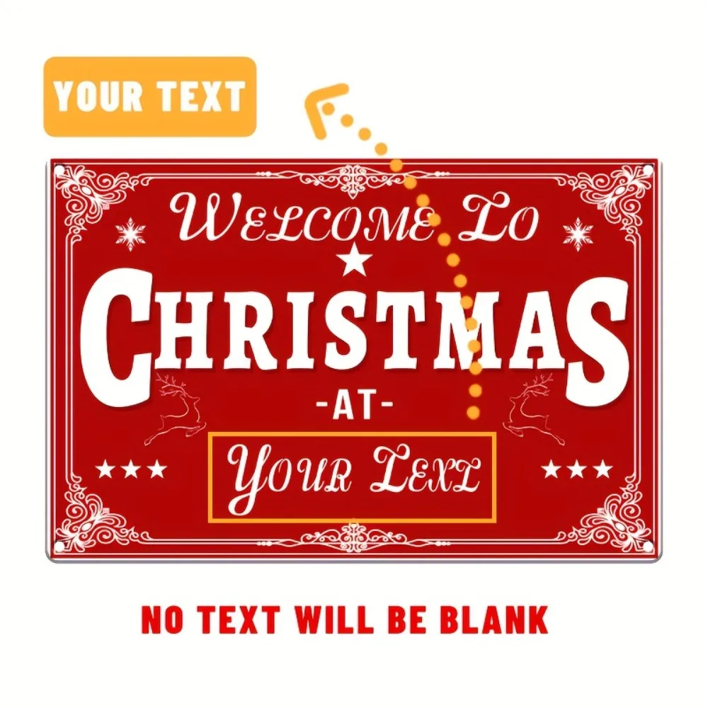 Custom 2D Flat Merry Christmas Aluminum Sign 8x12 Inch, Waterproof UV Print Plaque, Personalized Decor for Home Bar Garage Cafe